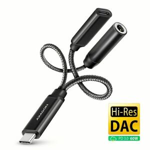 AXAGON ADA-HCPD, USB-C na 3.5 mm jack - Hi-Res DAC audio adaptér, 384kHz/32bit, stereo, PD 60W 3A obraz