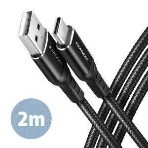 AXAGON BUCM-AM20AB, HQ kabel USB-C USB-A, 2 m, USB 2.0, 3A, ALU, opletenie, černý obraz