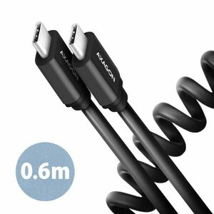 AXAGON BUCM-CM10TB, TWISTER kabel USB-C USB-C, 0.6 m, USB 2.0, PD 60W 3A, ALU, tpe, černý obraz