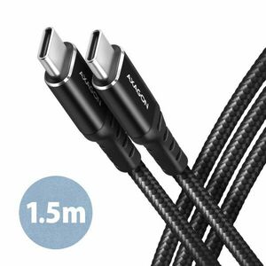 AXAGON BUCM-CM15AB, HQ kabel USB-C USB-C, 1.5 m, USB 2.0, PD 60W 3A, ALU, opletenie, černý obraz