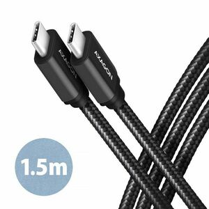 AXAGON BUCM3-CM15AB, SPEED kabel USB-C USB-C, 1.5 m, USB 3.2 Gen 1, PD 60W 3A, ALU, opletenie, černý obraz