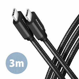 AXAGON BUCM3-CM30AB, SPEED kabel USB-C USB-C, 3 m, USB 3.2 Gen 1, PD 60W 3A, ALU, opletenie, černý obraz