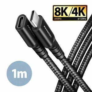 AXAGON BUCM32-CF10AB prodlužovací kabel USB-C (M) USB-C (F), 1 m, USB 20Gbps, PD 240W 5A, 8K HD, ALU, oplet, černý obraz