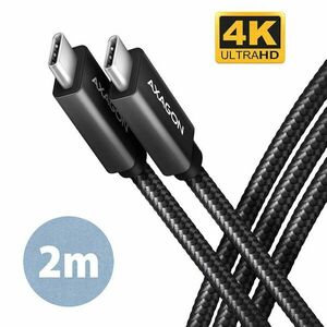 AXAGON BUCM32-CM20AB, SPEED+ kabel USB-C USB-C, 2 m, USB 20Gbps, PD 100W 5A, 4k HD, ALU, opletenie, černý obraz