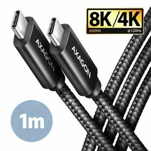 AXAGON BUCM432-CM10AB, NewGEN+ kabel USB-C USB-C, 1 m, USB4 Gen 3×2, PD 100W 5A, 8K HD, ALU, opletenie, černý obraz