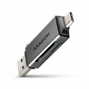 AXAGON CRE-DAC, USB-C + USB-A, 5 Gb/s - MINI čítačka kariet, 2 sloty & lun SD/microSD, podpora UHS-I obraz