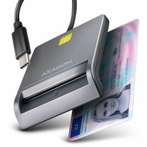 AXAGON CRE-SM3TC, USB-C FlatReader čítačka kontaktných kariet ID card (eID klient), kabel 1.2 m obraz