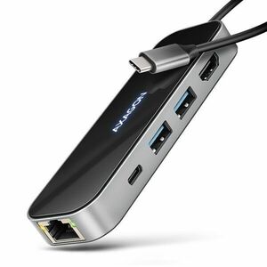 AXAGON HMC-6GLN, USB 5Gbps hub, 2x USB-A, USB-C, HDMI 4k/60Hz, RJ-45 GLAN, PD 100W, kabel USB-C 20 cm obraz