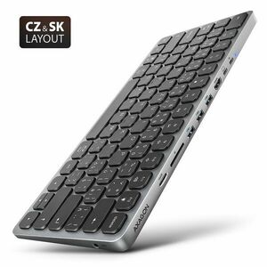 AXAGON HMC-KB-CS, USB 5Gbps hub s CZ/SK klávesnicou, HDMI 4K/60Hz, 3x USB-A, SD/mSD, audio, PD 100W, kabel USB-C 60 cm obraz