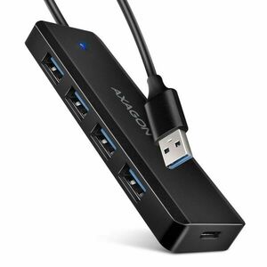 AXAGON HUE-C1A, 4x USB 5Gbps TRAVEL hub, USB-C napájací konektor, kabel USB-A 19 cm obraz