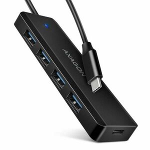 AXAGON HUE-C1C, 4x USB 5Gbps TRAVEL hub, USB-C napájací konektor, kabel USB-C 19 cm obraz