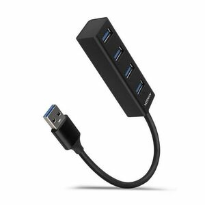 AXAGON HUE-M1A, 4x USB 3.2 Gen 1 MINI hub, kovový, kabel USB-A 20 cm obraz