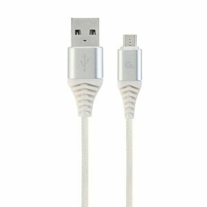 kabel CABLEXPERT USB 2.0 AM na MicroUSB (AM/BM), 1 m, opletený, bielo-stříbrný, blister, PREMIUM QUALITY obraz