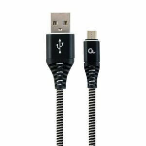 kabel CABLEXPERT USB 2.0 AM na MicroUSB (AM/BM), 1 m, opletený, černo-bílý, blister, PREMIUM QUALITY obraz