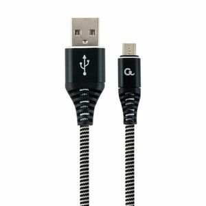 kabel CABLEXPERT USB 2.0 AM na MicroUSB (AM/BM), 2 m, opletený, černo-bílý, blister, PREMIUM QUALITY obraz