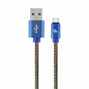 kabel CABLEXPERT USB 2.0 AM na Type-C kabel (AM/cm), 1 m, opletený, jeans, blister, PREMIUM QUALITY obraz