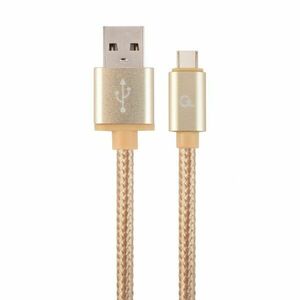 kabel CABLEXPERT USB 2.0 AM na Type-C kabel (AM/cm), 1, 8 m, opletený, zlatý, blister obraz
