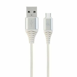 kabel CABLEXPERT USB 2.0 AM na Type-C kabel (AM/cm), 2 m, opletený, bielo-strříbrný, blister, PREMIUM QUALITY obraz