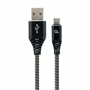 kabel CABLEXPERT USB 2.0 AM na Type-C kabel (AM/cm), 2 m, opletený, černo-bílý, blister, PREMIUM QUALITY obraz