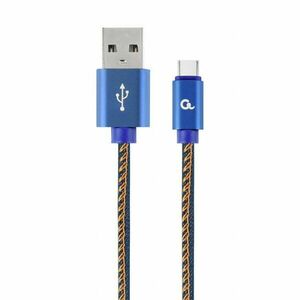 kabel CABLEXPERT USB 2.0 AM na Type-C kabel (AM/cm), 2 m, opletený, jeans, blister, PREMIUM QUALITY obraz