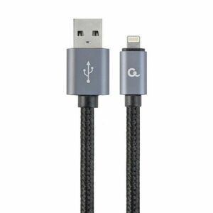 kabel CABLEXPERT USB 2.0 Lightning (IP5 a vyšší) nabíjací a synchronizačný kabel, opletený, 1, 8 m, černý, blister obraz