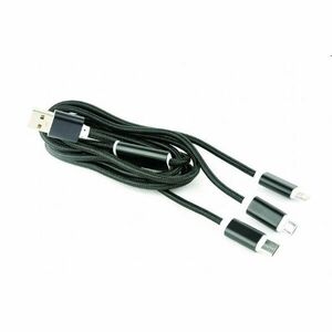 kabel CABLEXPERT USB A Male/Micro B + Type-C + Lightning, 1 m, opletený, černý, blister obraz