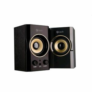 Repro C-TECH SPK-11, 2.0, dřevěné, černo-zlaté, USB obraz