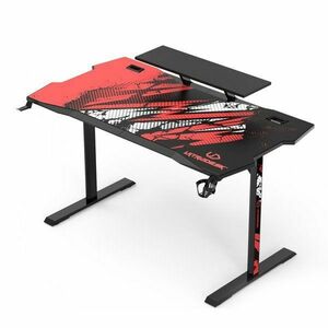 ULTRADESK herní stůl ATOMIC, 139x74 cm, 76 cm, s vyvýšeným stojanom na monitor, držiakom na slúcha, s celoplošnou XXL podl. obraz