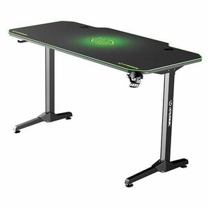 ULTRADESK herní stůl FRAG - GREEN, 140x66 cm, 76 cm, s XXL podložkou pod myš, s ultradesk BEAM, držák sluchátek obraz