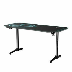 ULTRADESK herní stůl FRAG XXL BLUE, 160 x 75 cm, 75 cm, držák nápojů a sluchátek, stojan BEAM, s celoplošnou XXL podl obraz