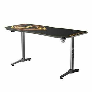 ULTRADESK herní stůl FRAG XXL GOLD, 160 x 75 cm, 75 cm, držák nápojů a sluchátek, stojan BEAM, s celoplošnou XXL podl obraz
