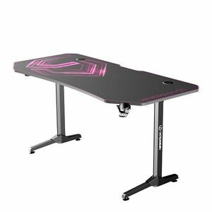 ULTRADESK herní stůl FRAG XXL PINK, 160 x 75 cm, 75 cm, držák nápojů a sluchátek, stojan BEAM, s celoplošnou XXL podl obraz