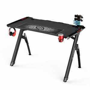 ULTRADESK herní stůl INVADER - BLACK, 120x64 cm, 75 cm, podsvietený, s XL podložkou pod myš, držák sluchátek obraz