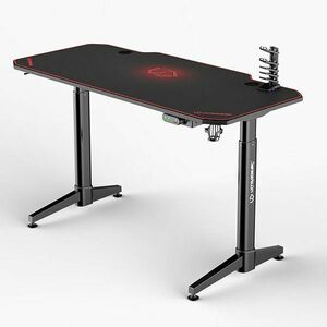 ULTRADESK herní stůl LEVEL RED, 140x66 cm, 72-124 cm, elektricky nastaviteľná výška, s XXL podložkou pod myš obraz