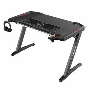 ULTRADESK herní stůl ROCKET BLACK, 128x68 cm, 78 cm, s XL podložkou pod myš, držák sluchátek aj nápojů obraz