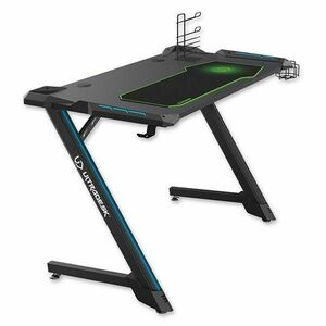 ULTRADESK herní stůl SPACE V2, 113x61.5 cm, 77.5 cm, podsvietený, s XL podložkou, držák sluchátek, nápojů obraz
