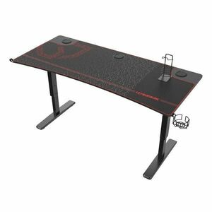 ULTRADESK herní stůl Ultradesk CRUISER RED, 160x70 cm, 66-82 cm, držák sluchátek, 3 otvory pre káble, výškovo nastavit obraz