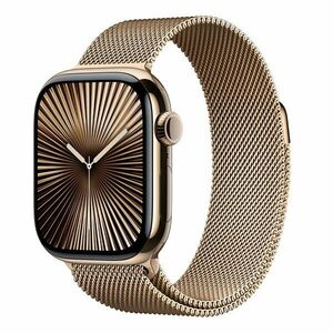 Apple Watch Series 10 GPS + Cellular 46mm Gold Titanium Case with Gold Milanese Loop - M/L obraz