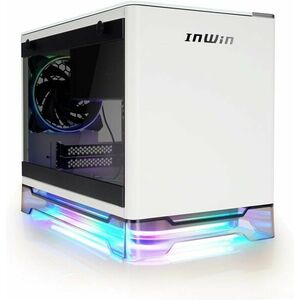 InWin A1 Plus white, PSU 650W GOLD included, Mini ITX, TG, ARGB Fans, Qi 10W Charging obraz