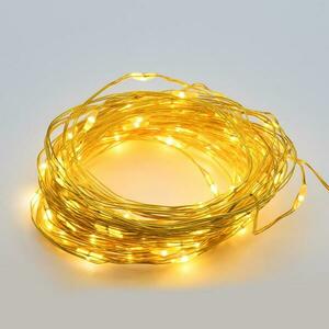 ACA Lighting 200 LED dekorační řetěz, WW, zlatý měďený kabel, 220-240V + 8 funkcí, IP44, 20m+3m, 6W X01200132 obraz