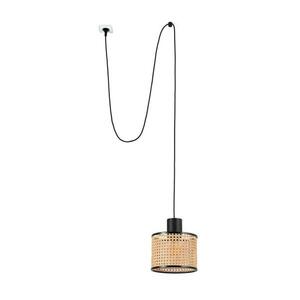 FARO MAMBO 210 závěsné svítidlo, černá/ratan, pr.210 se zástrčkou obraz