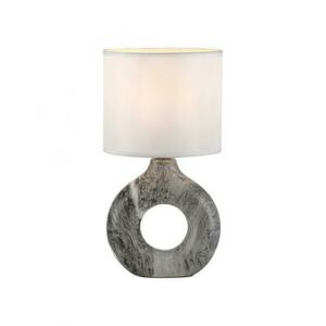 JUST LIGHT stolní lampa šedá mramorový vzhled bílé látkové stínidlo s vypínačem LD 14193-15 obraz