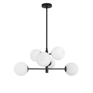 NOVA LUCE závěsné svítidlo IMPERO bílé matné sklo černý kov E14 6x5W IP20 bez žárovky 9100361 obraz