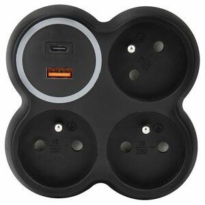 Solight rozbočka, 3x 15A, USB A+C rychlonabíječka 20W PD, matná černá P106CB-PD20 obraz