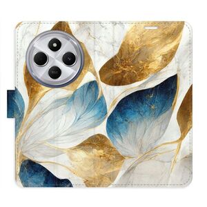Flipové pouzdro iSaprio - GoldBlue Leaves - Xiaomi Redmi 14C / Poco C75 obraz