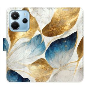 Flipové pouzdro iSaprio - GoldBlue Leaves - Xiaomi Redmi Note 14 obraz