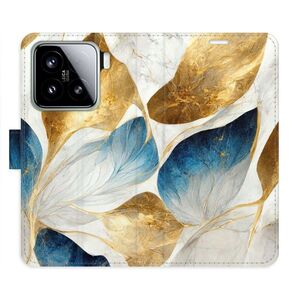 Flipové pouzdro iSaprio - GoldBlue Leaves - Xiaomi 15 obraz