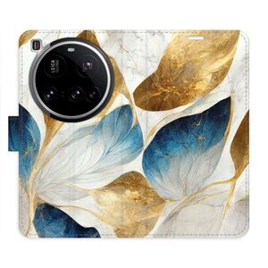Flipové pouzdro iSaprio - GoldBlue Leaves - Xiaomi 15 Ultra obraz