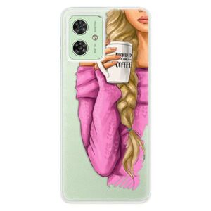 Silikonové pouzdro iSaprio - My Coffe and Blond Girl - Motorola Moto G54 5G / G54 5G Power Edition obraz
