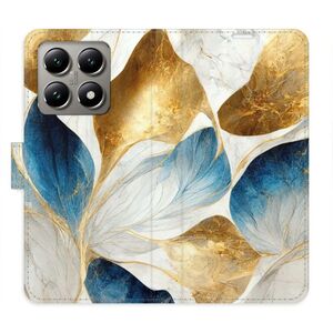 Flipové pouzdro iSaprio - GoldBlue Leaves - Xiaomi 14T Pro obraz